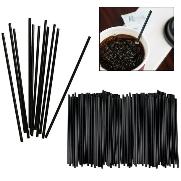 Cocktail Straw / Stirrer Unwrapped 5.25" Black