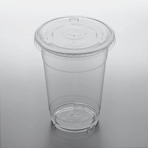 Clear PET Plastic Cup with Flat Lid