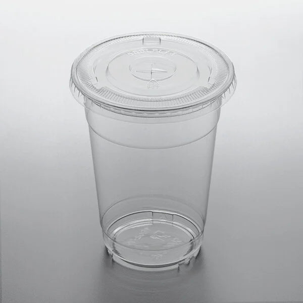 Clear PET Plastic Cup with Flat Lid