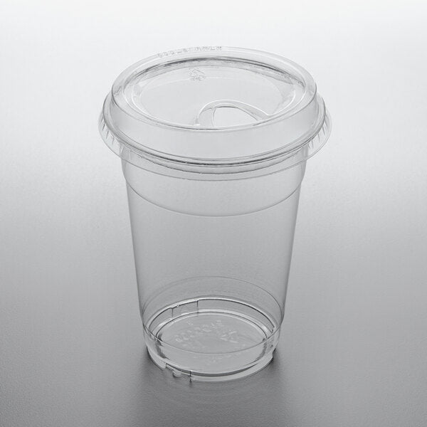 Clear PET Plastic Cup with Sip-Through Lid