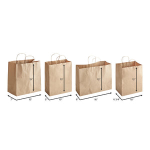 Choice 13" x 7" x 13" Natural Kraft Paper Customizable Shopping Bag with Handles - 250/Case