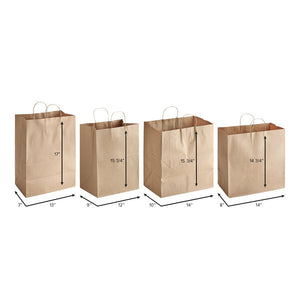 Choice 12" x 9" x 15 3/4" Natural Kraft Paper Customizable Shopping Bag with Handles - 200/Case