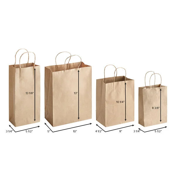 Choice 10" x 5" x 13" Natural Kraft Paper Customizable Shopping Bag with Handles - 250/Case
