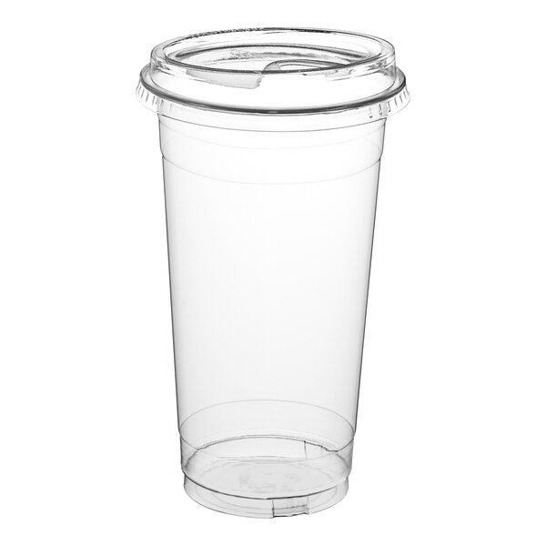 Straight Wall Clear PET Plastic Cold Cup With Sip-Through Lid With Extra Wide Opening 100 ct