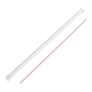 Jumbo Straw Paper Wrapped 10.25" White w/ Red Stripe