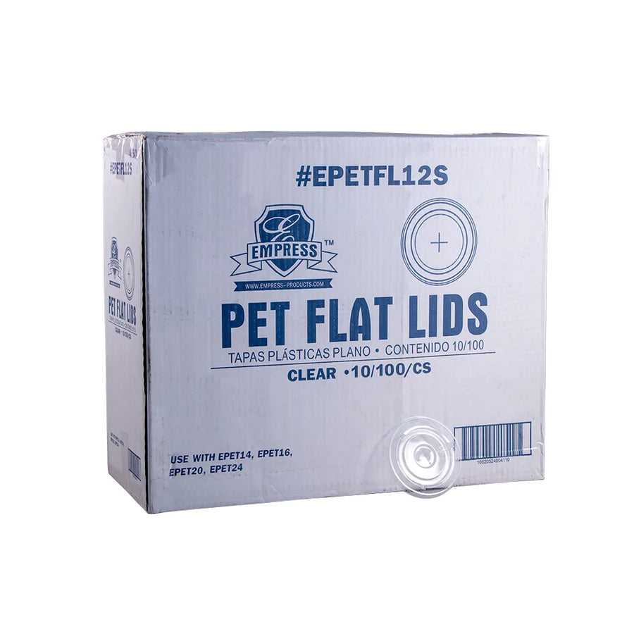 Flat Lid for 12 oz, 16 oz, 20 oz, & 24 oz PET Cups (EPETFL12S)