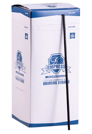 Semi Slim Straw / Stirrer Unwrapped 7.75" Black