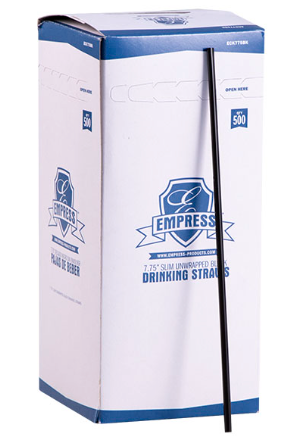Semi Slim Straw / Stirrer Unwrapped 7.75" Black