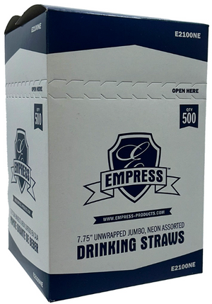 Jumbo Straw Unwrapped 7.75" Neon Assorted